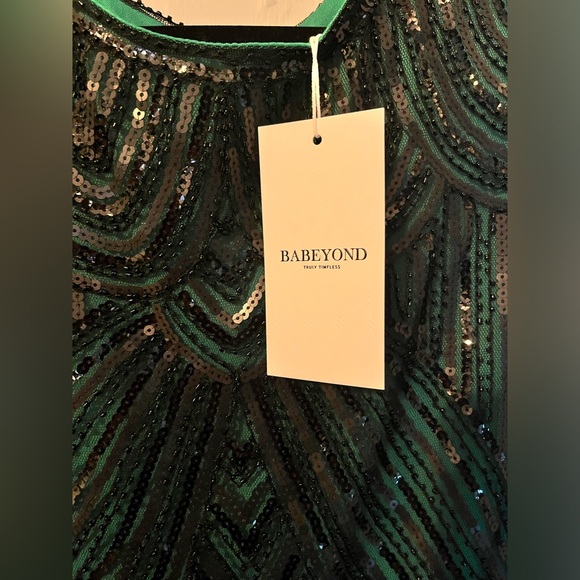 BNWT Babeyond green beaded flapper dress sz XXL - Picture 2 of 3